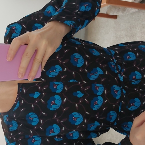 LOFT Floral Shirtdress Long Sleeves with Tie M EUC - Picture 2 of 8